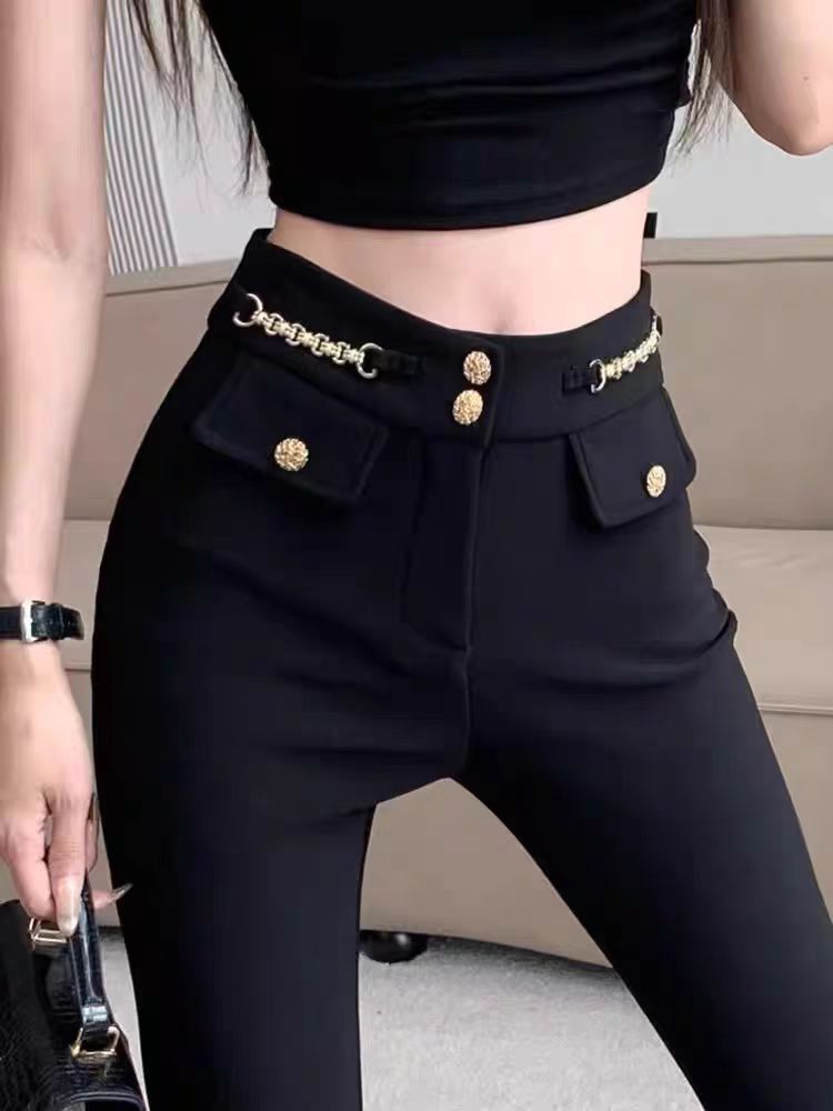 Flared Pants Spring and Summer High-Waisted Pants Slimming Leg-Enhancing Slim Fit Bootcut Pants Horse Hoof Floor-Length Pants Elastic Butt-Lifting Drape Women's Pants