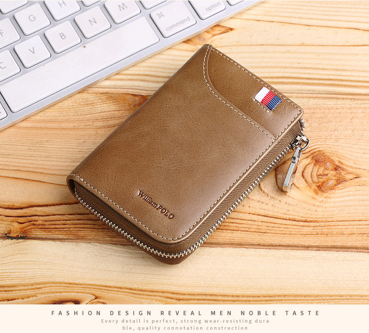 Ví card holder da bò nam nhiều ngăn thẻ đựng bằng lái xe và tiền lẻ chi tiết 10