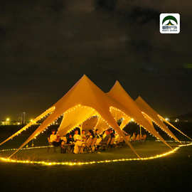 户外超大驼峰三峰万重山云顶莲花六角天幕营地遮阳棚帐篷批发