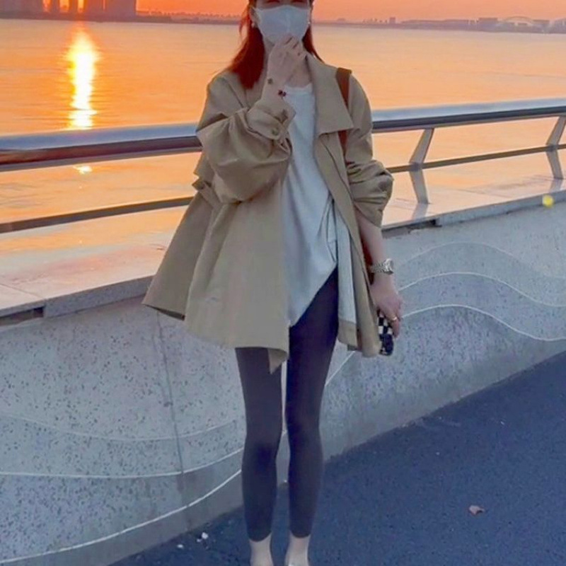 卡其色风衣外套女中长款春秋季新款斗篷风宽松流行小个子大衣|undefined