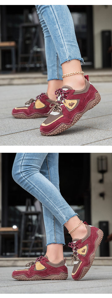 Giày thể thao unisex cỡ lớn da thật mũi tròn, đế bệt, dây thun, phong cách năng động — 6887 màu cát, 6887 nâu, 6887 rượu vang đỏ chi tiết 14