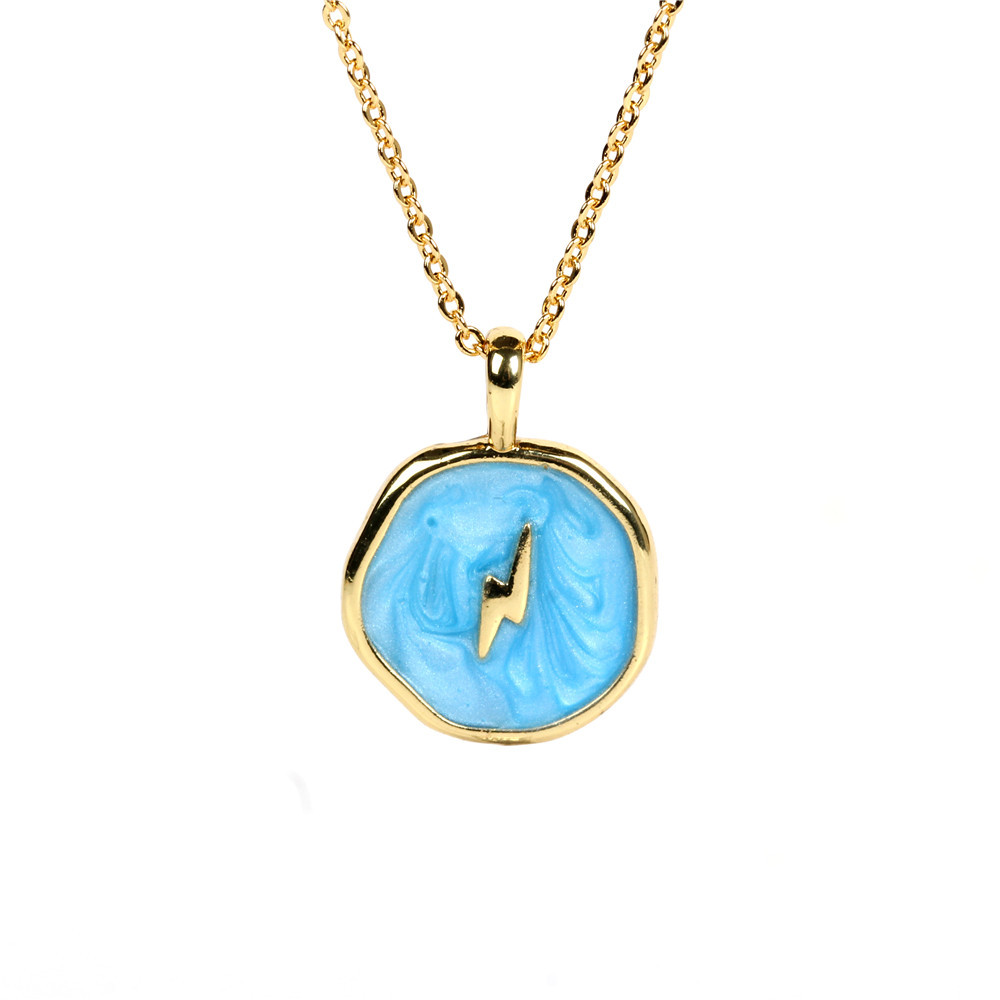 Fashion copper drop oil star and moon necklace wholesale