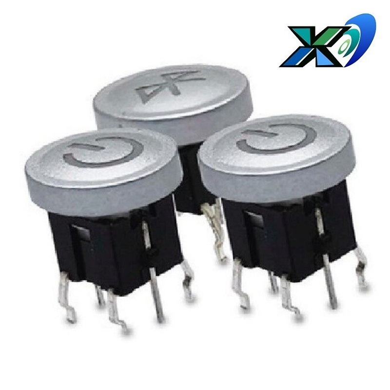 批发轻触带灯开关LED  带灯按钮开关银色灯  圆形按键带灯开关6脚