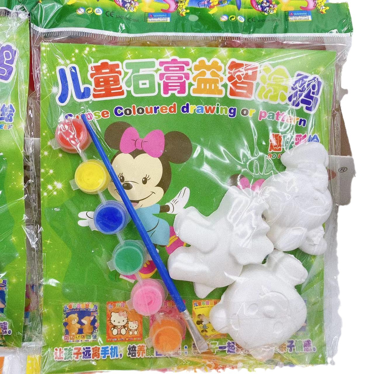 Puzzle infantil graffiti muñeca de yeso bolsas diy pintadas tres paquetes de blanco para poner al por mayor regalos al por mayor