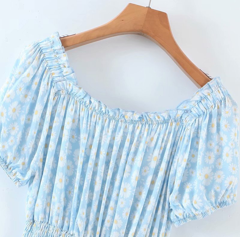 waist stretch daisy print strapped blouse  NSAM43880