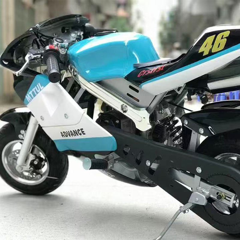 Dos carreras 49CC mini auto deportivo motocicleta para niños combustible ATV Harley motocicleta de carreras de cuclillas para niños