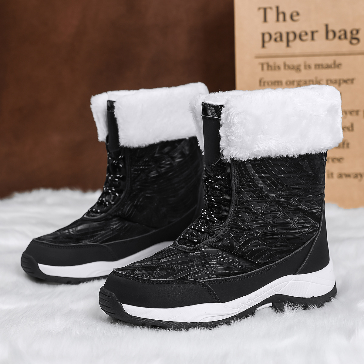 Nuevo paraguas de moda casual tela de terciopelo grueso calentamiento zapatos de nieve zapatos de algodón zapatos de mujer al por mayor transfronterizos