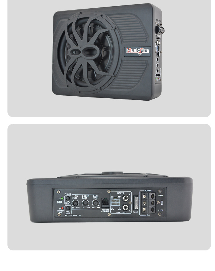 10 inch Car Audio Subwoofer with Blue Lights, High Power Active Subwoofer
