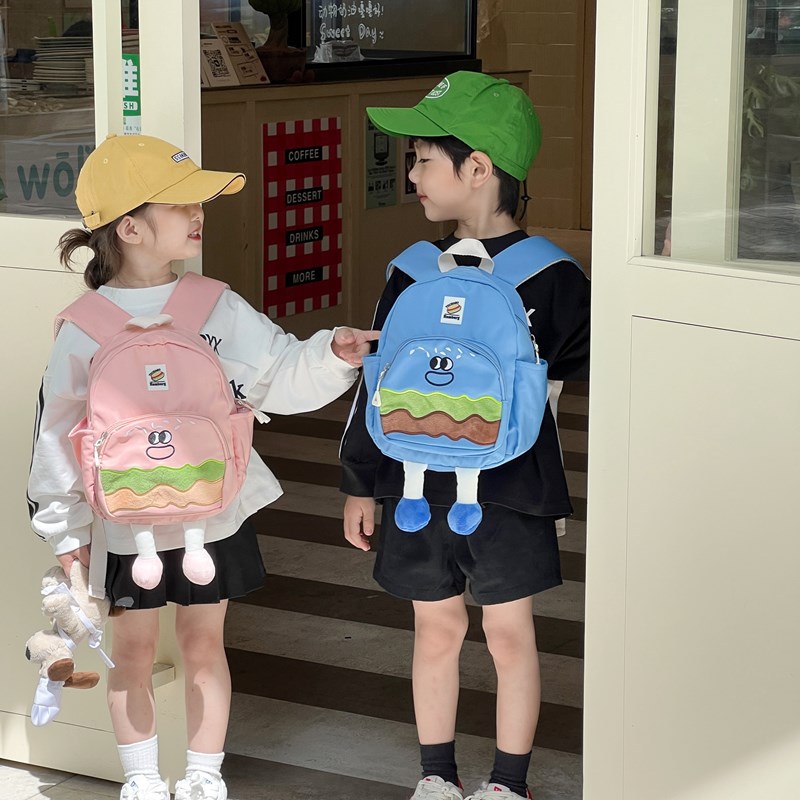 Jardín de infantes bolsas escolares de dibujos animados lindas hamburguesas mochilas para niños y niñas 2025 nueva moda mochila infantil