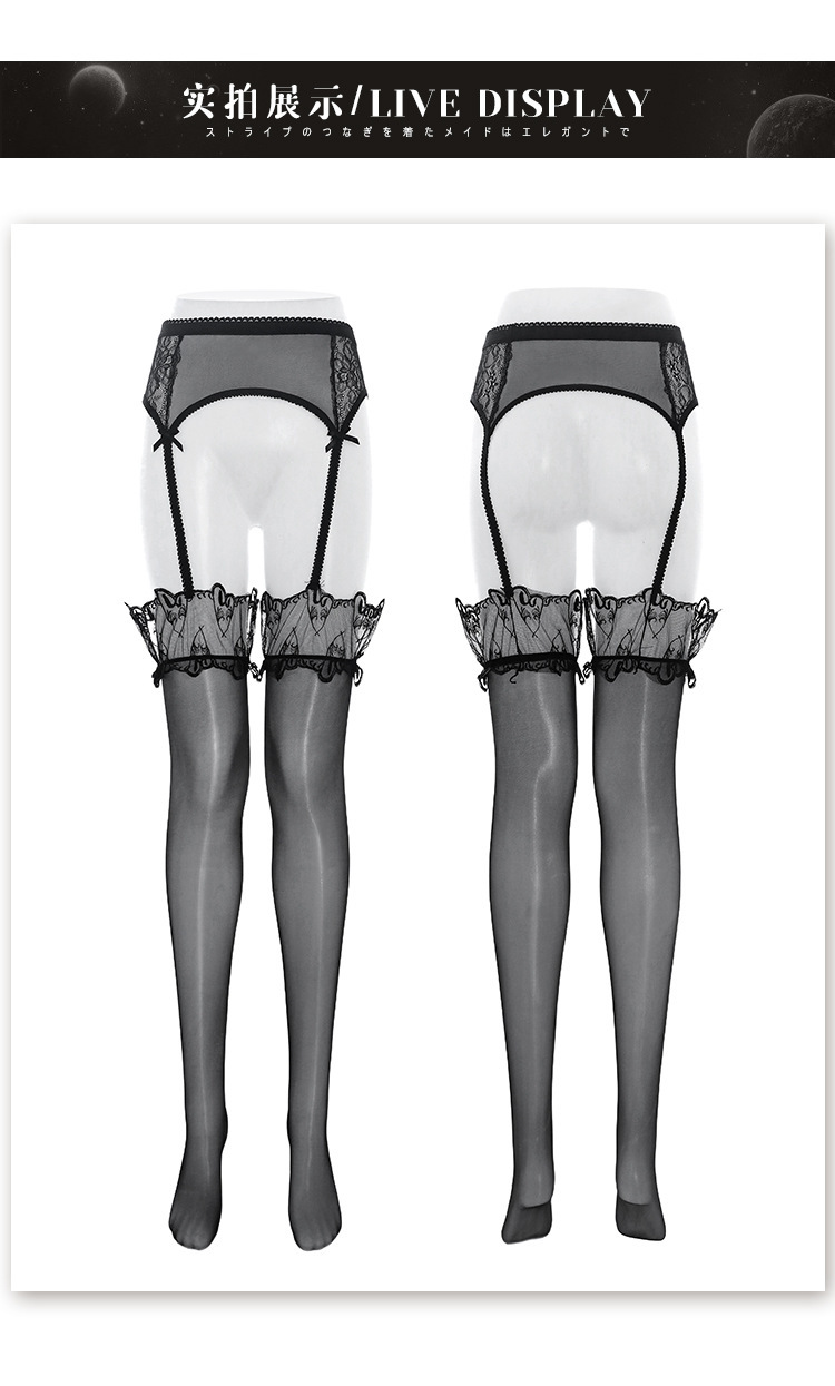 Feimu & Miji Sheer Lace Garter Stockings with Bow Embroidery Aurora Love Story 7347 — detail image 25