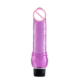外贸情趣用品按摩棒TPE水晶单震男女用自慰震动棒仿真阳具批发