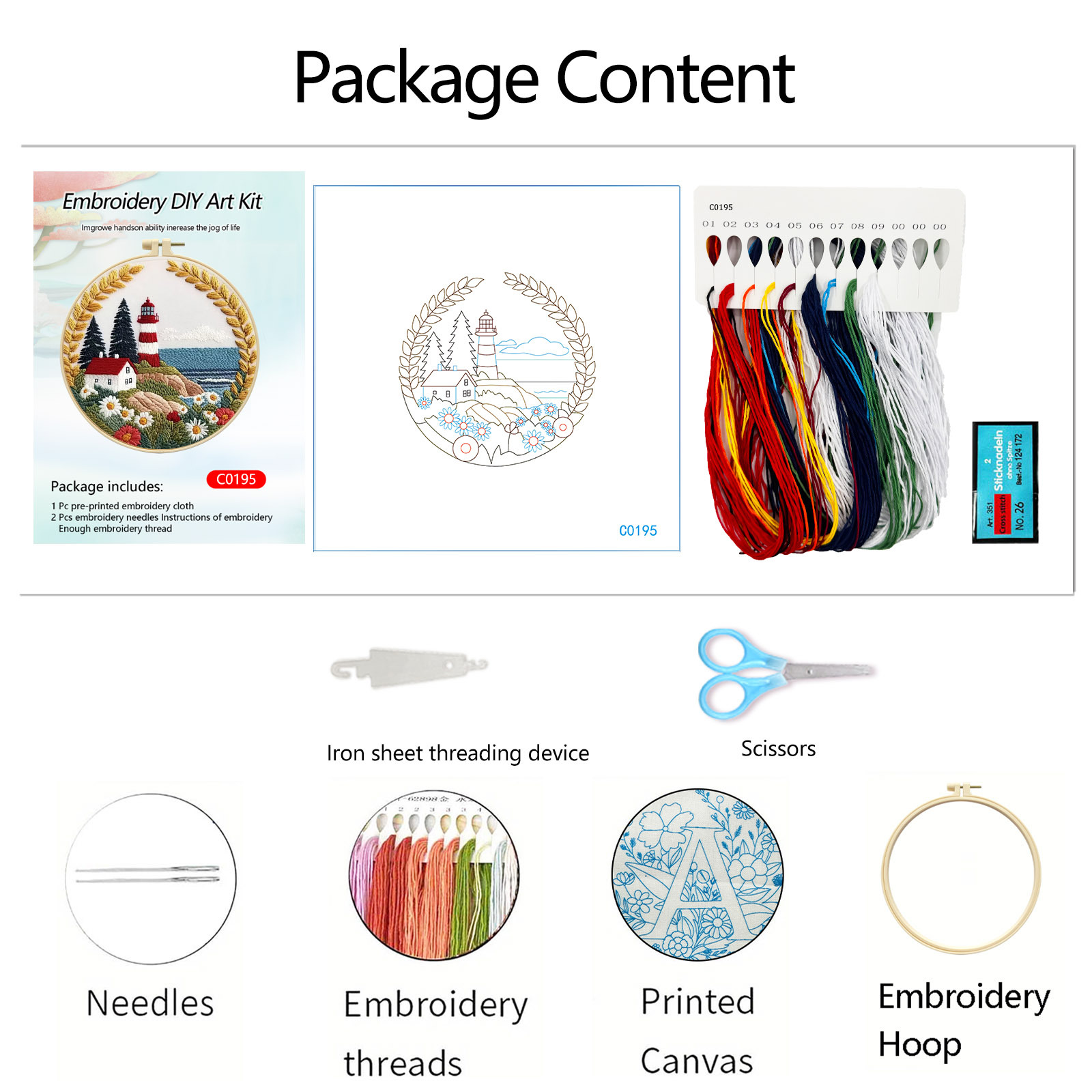 Cross-border nuevo punto bordado DIY material de tela artesanal paquete de material faro creativo de aguja artesanal Inglés