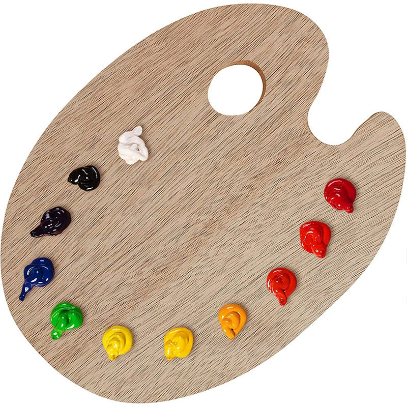 Wooden palette, acrylic, gouache painting, handheld watercolour, wrench, (Physicals)