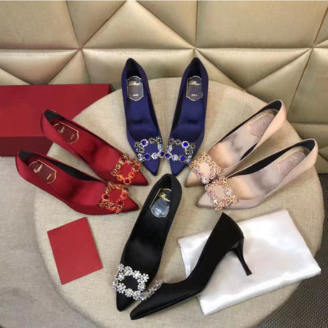 Black Stilettos Red Wedding Shoes with Rhinestone Square Buckle, Stiletto Mid-He