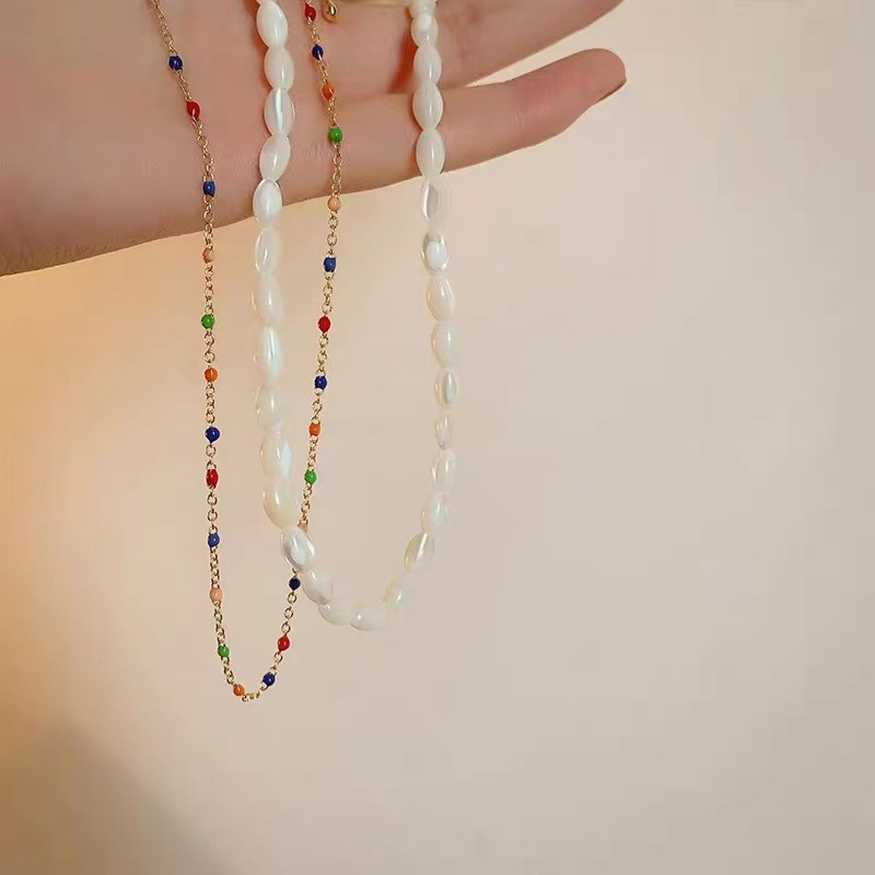 Fashion Geometric Beaded Alloy Patchwork Necklace