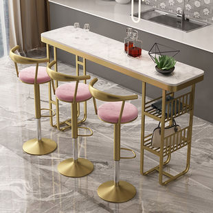 Nordic Home Long Marble Bar Table Balcony Partition Wall High Table Light Luxury Milk Tea Shop Table and Chair Combination