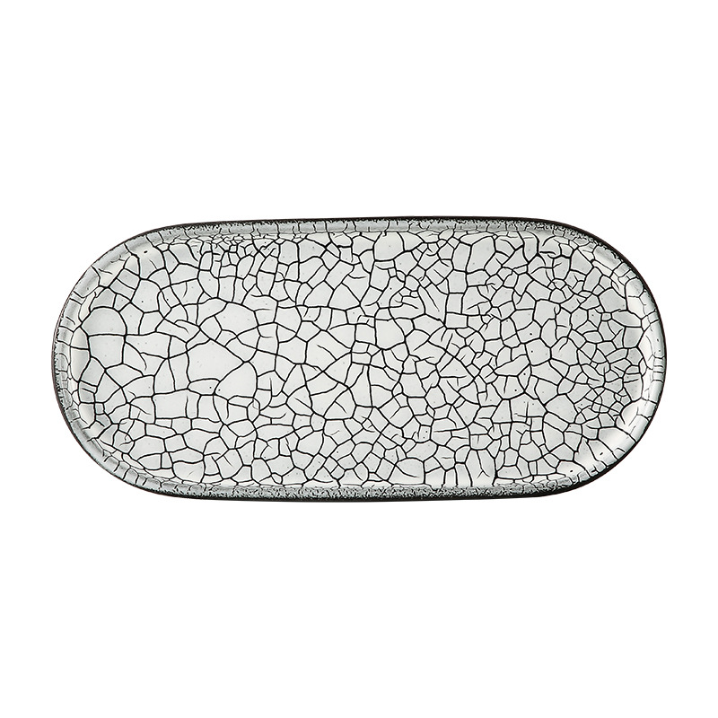 Luz de lujo placa ovalada de cerámica bandeja de baño hogar Baño encimera de almacenamiento bandeja decorativa suministros de hotel plato de cena