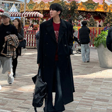 ASCLO沙漏大衣韩系黑色西装收腰双面呢羊毛大衣女装毛呢外套