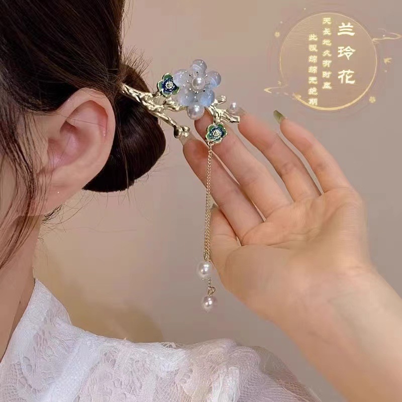Horquilla de flores horquilla de pelo de plato chino de alta calidad horquilla de cheongsam con tocado de Hanfu