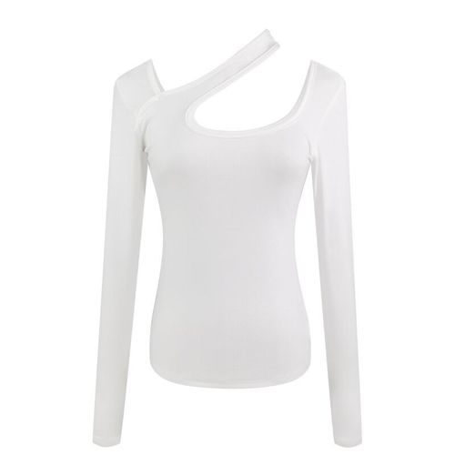  Spring and Autumn Sexy Slim Slim Student Tops Designed Halter Neck Long Sleeve T-Shirt Women's Bottoming Shirt Ins Trend