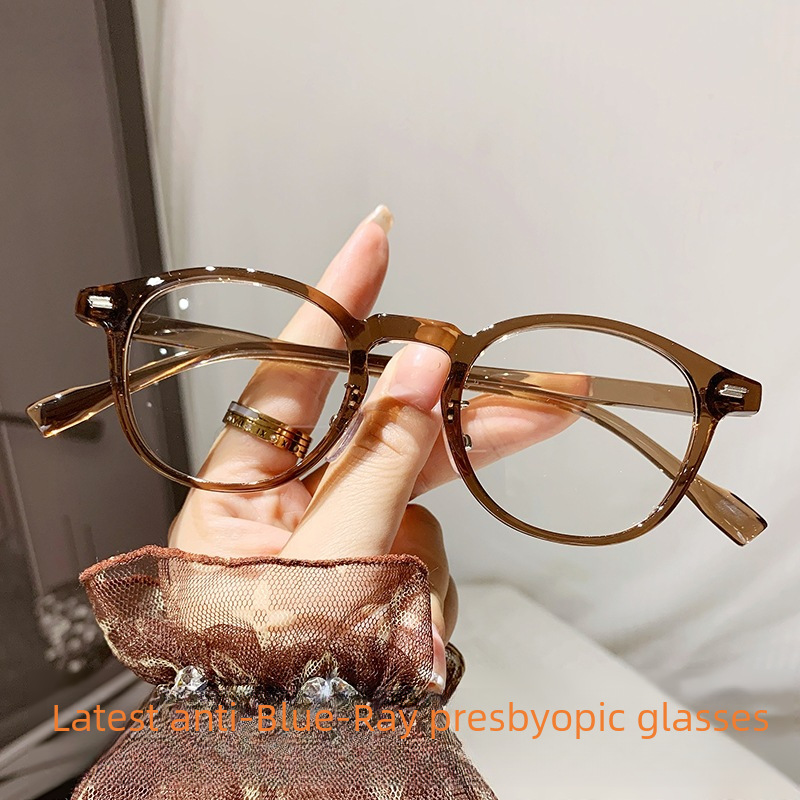 Fashionable retro small round frame anti-blue light presbyopic glasses for women fashionable personalized HD Western style presbyopic glasses for the _voghion.com