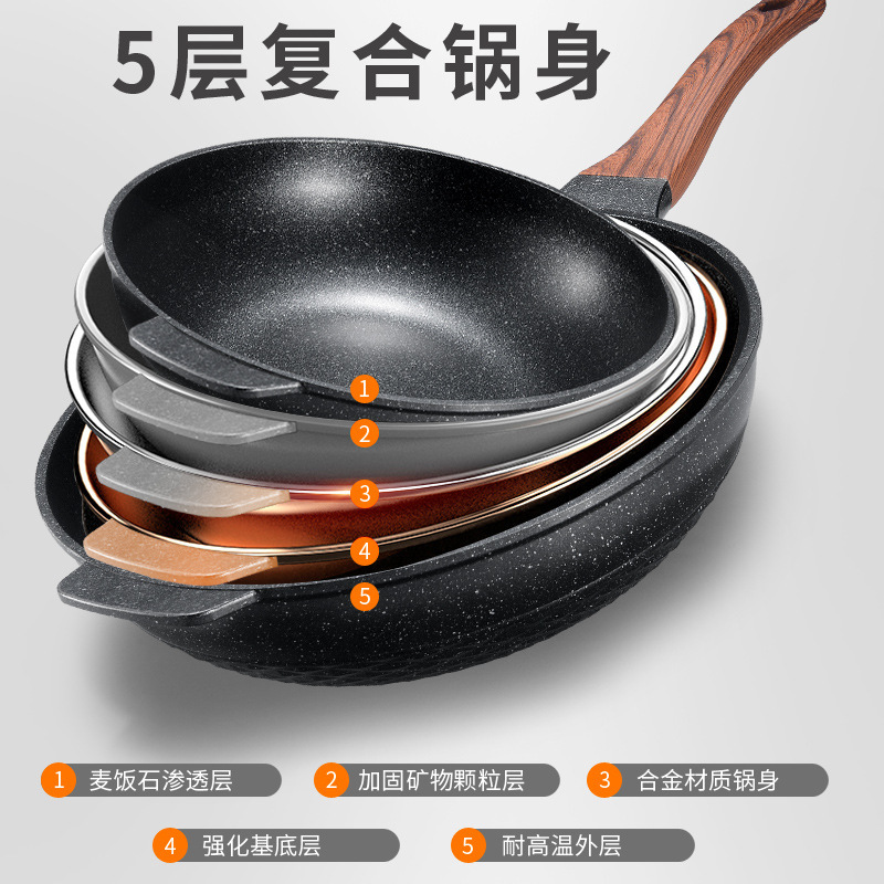 振音同金は鍋にくっつかないアルミダイカスト焼き鍋電磁炉ガスコンロ通用麦飯石炒め鍋メーカー直供|undefined