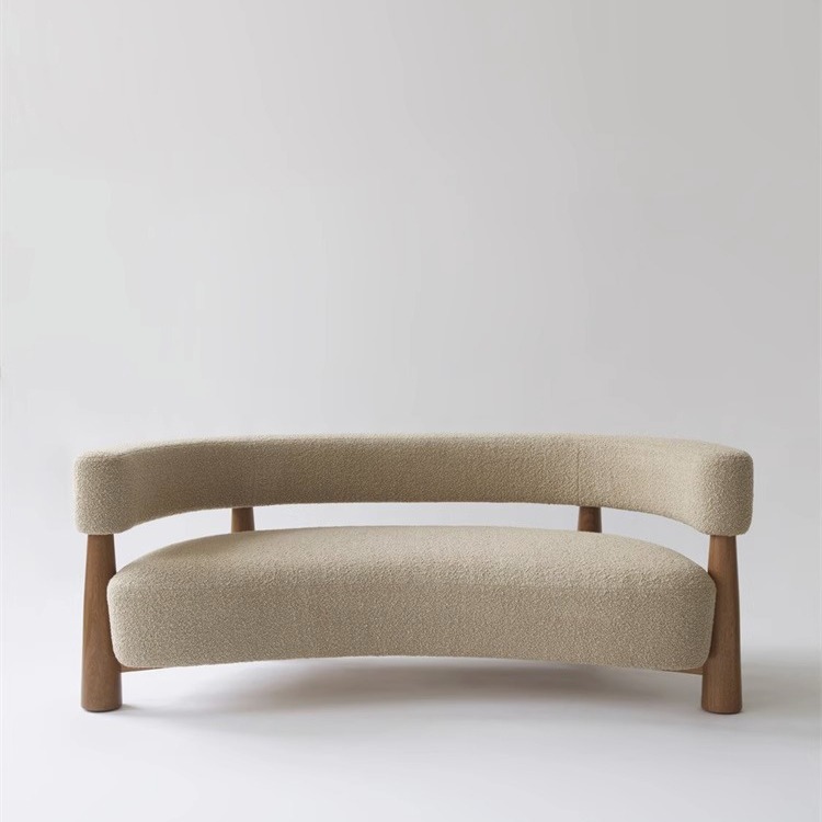 Sala de estar simple, terciopelo de cordero, sofá de casa de familia retro, tienda de ropa, diseñador curvo, sofá de ocio para sala de estar