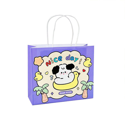 Original Cartoon Puppy Gift Bag Cute Paper Tote Bag Birthday Gift Gift Packaging Bag Dessert Milk Tea Bag