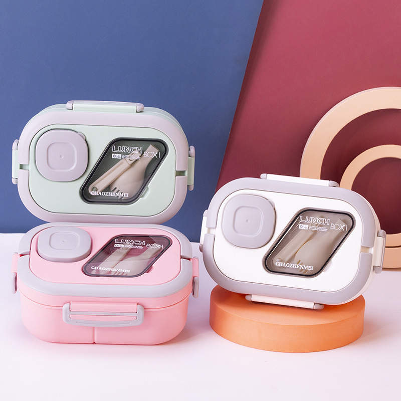 La nueva lonchera se puede utilizar en el horno microondas, caja de almuerzo independiente de tres compartidos, ensalada de verduras, lonchera de gran capacidad