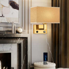 新款酒店工程宾馆床头壁灯卧室床头灯USB室内创意壁灯美式过道灯