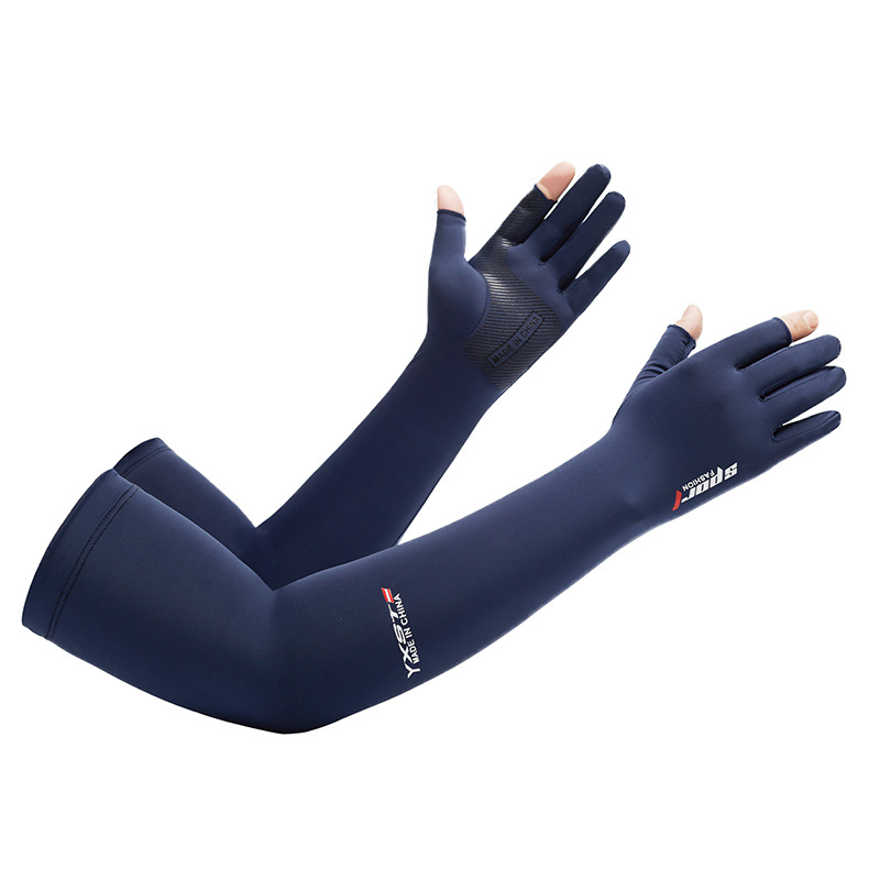 Protección solar manga de hielo verano fresco medio dedo guantes hombres y mujeres manga de protección del brazo alargado conducción al aire libre ovisleeve