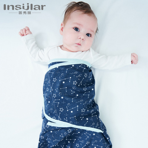 Baby cocoon swaddling towel 3-piece set pure cotton anti-shock baby blanket swaddle newborn swaddle baby sleeping bag