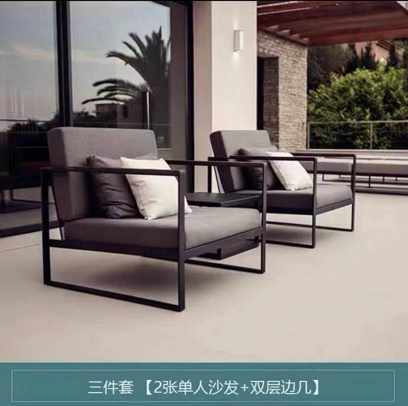 Sofá de aleación de aluminio al aire libre nórdico terraza villa muebles departamento de ventas residencial sofá de acero inoxidable combinación al aire libre