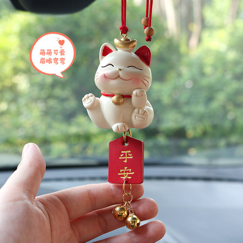 Car lucky cat prayer hanging pendant god of luck wealth safety act the role ofing car rearview mirror pendant inside female and car accessories