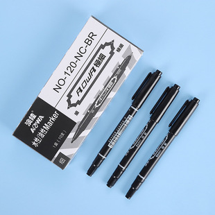 Aowa 120 Small Double-Headed Marker Pen, Double-Headed, One Thick and One Thin, Black Oily Hook Line Pen, Special for Art, Does Not Smudge