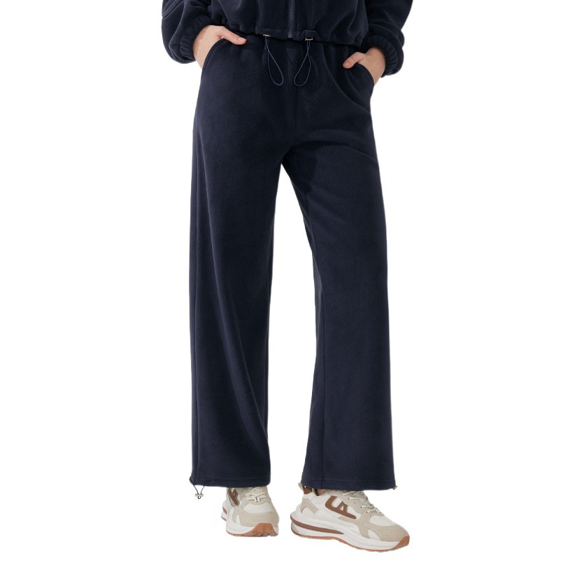 Pantalones de chándal de lana polar de invierno forrados de lana polar engrosada pierna ancha Deportes pantalones de Mujer Pantalones de fitness de Yoga de lana