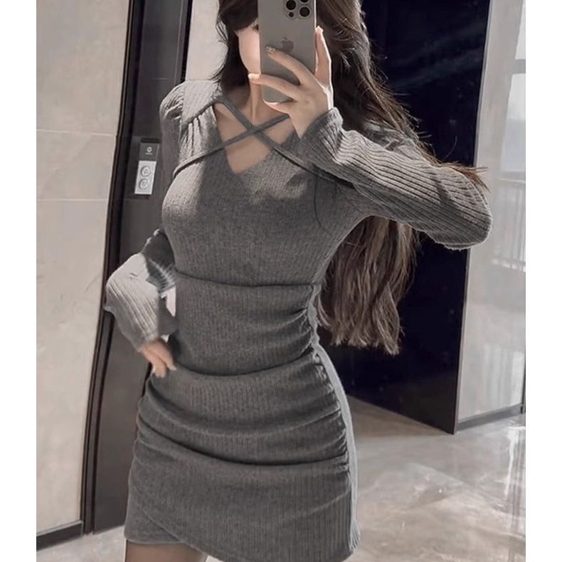 小个子辣妹修身连衣裙子2025秋冬季新款女时尚小妈内搭打底包臀裙|undefined