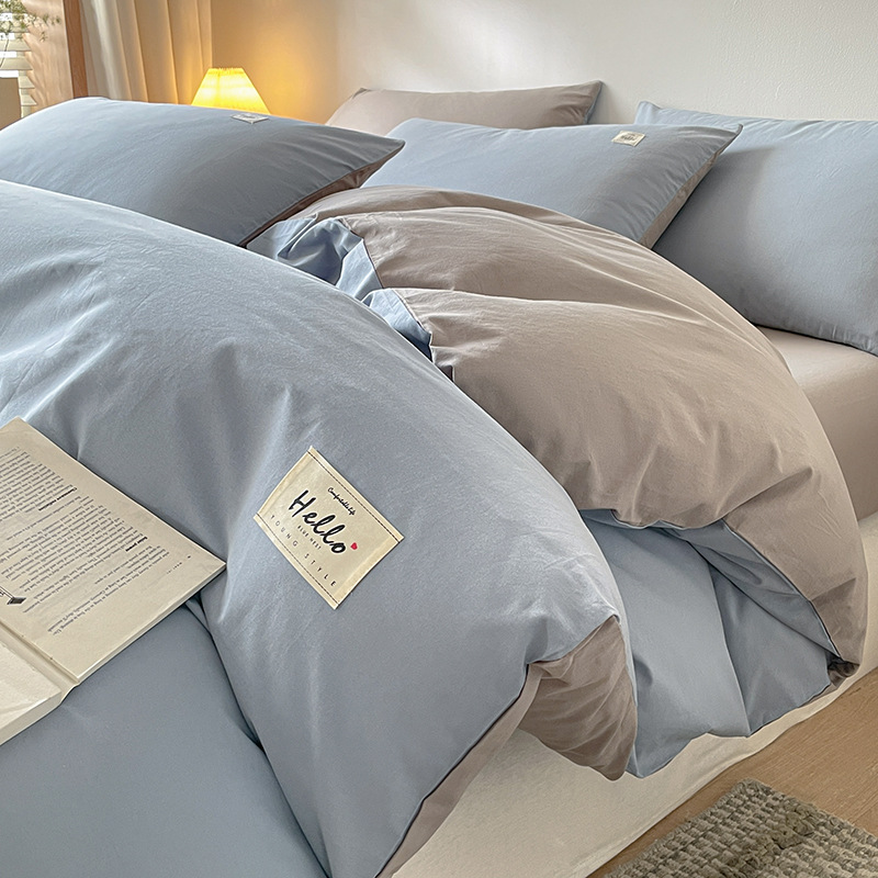 Cama de algodón de clase A de cuatro piezas de algodón 2025 nueva funda de edredón de alta gama sábana ropa de cama simple juego de tres piezas