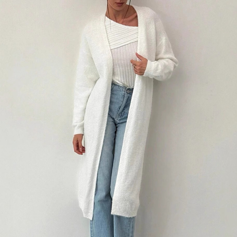 Cross-Border Imitation Mink Velvet Pure Color Knitwear Cardigan Outwear Women's Autumn and Winter Loose Plush Fluffy Long Cardigan Cross-Border Imitation Mink Velvet Pure Color Knitwear Cardigan Outwear Women's Autumn and Winter Loose Plush Fluffy Long Cardigan