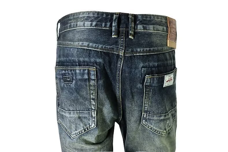 Vintage-Inspired Straight Leg Denim Jeans For Men – Relaxed Fit, High Waist, Button Fly (Sizes 28-36, Dark Blue & Light Wash)_mkmklike.com