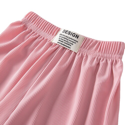 Summer Thin Breathable Ribbed Straight Leg Pants for Mother and Child Fashion Casual Wide Leg Pants with Baby Ankle-Fitting Anti-Mosquito Pants