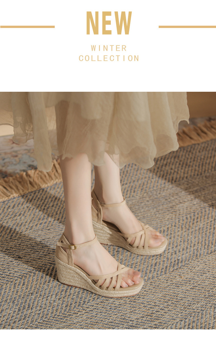 Sandal cao gót nữ hở mũi đế xuồng bọc dây thừng gót 9 cm — màu đen chi tiết 2