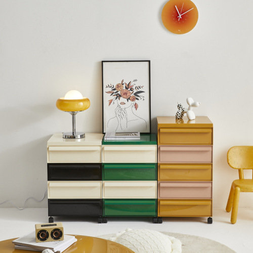 Nordic INS style storage cabinet, minimalist plastic nightstand for living room and bedroom, side cabinet, movable small end table, wholesale