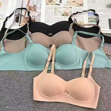 908#库存批发乳胶薄棉三排扣无钢圈文胸简约光面调整型内衣