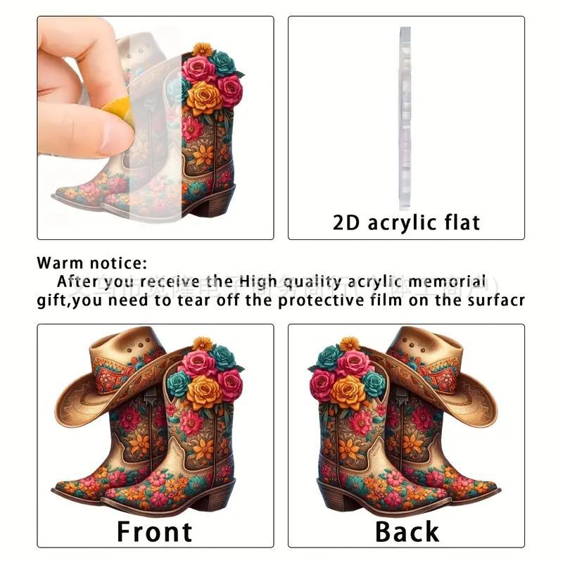 Nuevas botas personalizadas transfronterizas y sombreros denim plano acrílico mochila de automóviles decoración de llaves image 5