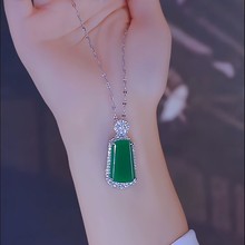 2025新款不掉色花头绿无事牌吊坠项链女冰种阳绿小众轻奢饰品批发