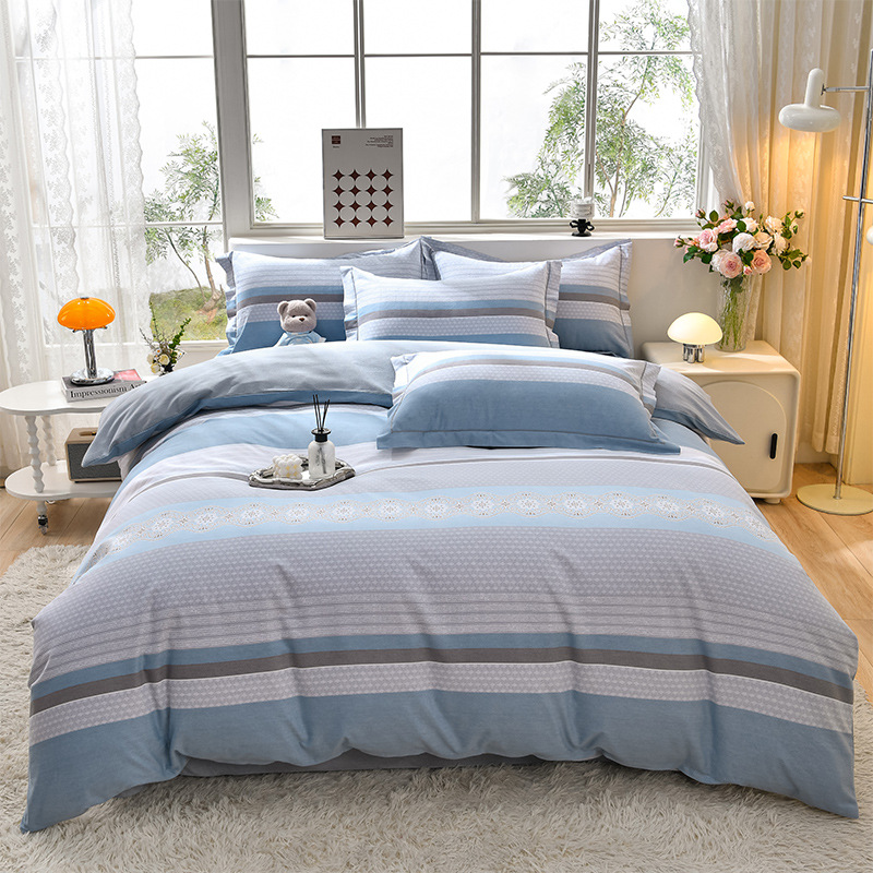 Copripiumino e lenzuolo da letto in puro cotone spazzolato semplice di classe A, set da tre pezzi per regalo di compleanno o per eventi._voghion.com