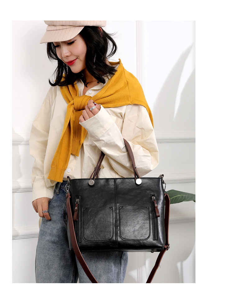 Double Pocket Large Capacity 2023 Popular New Fashion Shoulder Women's Tote Simplified Diagonal Straddle Bag_voghion.com