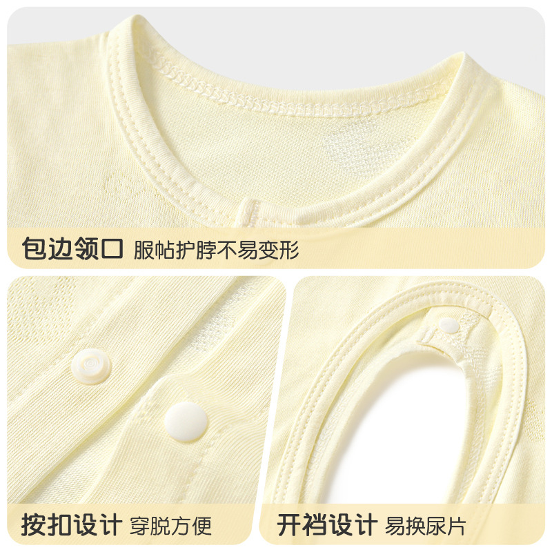 Mono de bebé verano hombres y mujeres niños pequeños estilo delgado transpirable de manga corta con entrepierna abierta mampara recién nacido ropa de verano para bebés