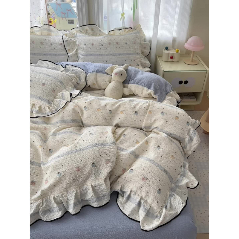 2026 New Style Fresh and Simple 110g High-Quality Live-Stream Best-Selling A-Grade Ruffled Edge Puff Cotton Four-Piece Home Textile Set 2026 New Style Fresh and Simple 110g High-Quality Live-Stream Best-Selling A-Grade Ruffled Edge Puff Cotton Four-Piece Home Textile Set